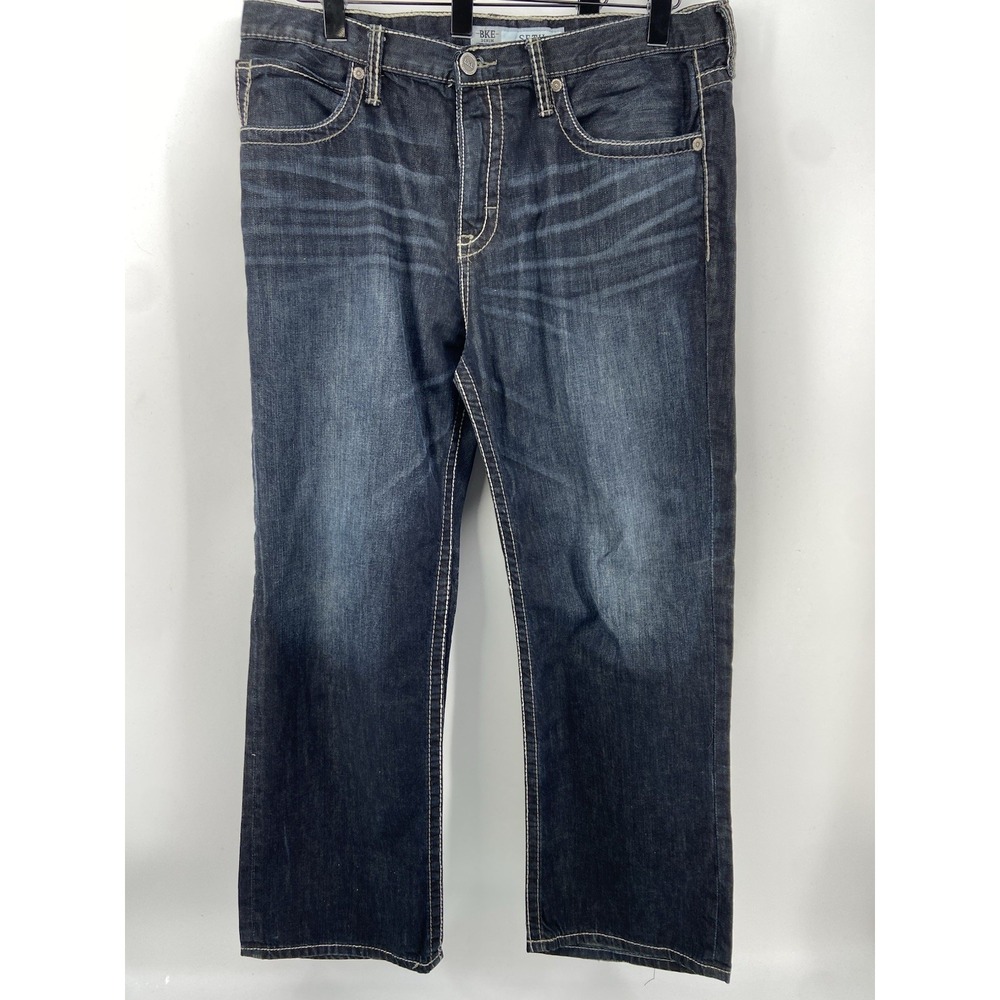 BKE Buckle SETH Jeans Mens 36x29 Short Straight Dark‎ Heavy Stitch Rodeo Cowboy
